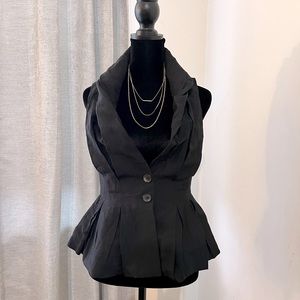 All Saints - Grey Pleated Peplum Vest